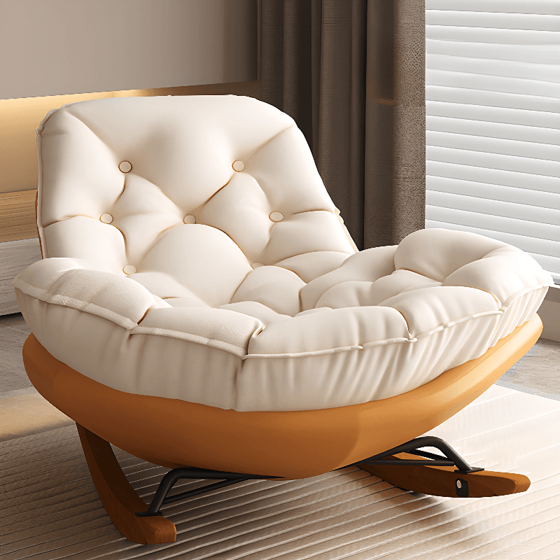 Stationary Upholstered Rocking Chair with Cushioned Rear in a Scandinavian Style, Footstool Included/Not Included - image 20
