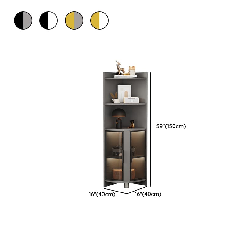 Modern Corner Accent Cabinet with Glass Doors and 2 Interior Shelves - image 18