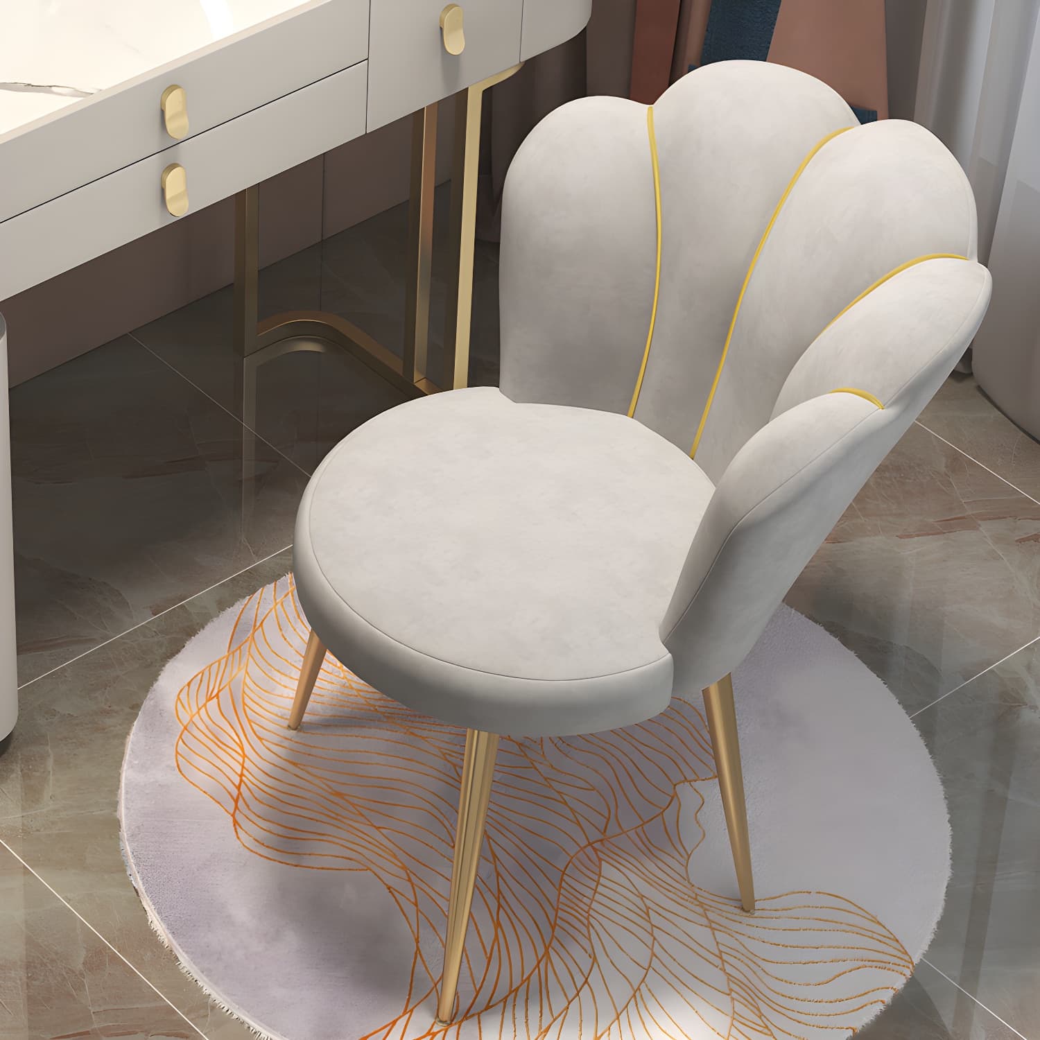 Nordic Metal Dining Room Chair Upholstered Linen Fabric Velvet Armless Single Chair - image 4