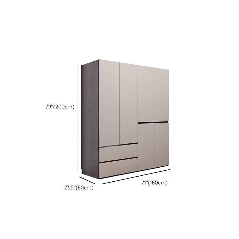 Light Gray Modish Manufactured Wood Independent Armoire Cabinet with 2 Drawers/4 Drawers, Interior Shelves, and Clothing Rod - image 11