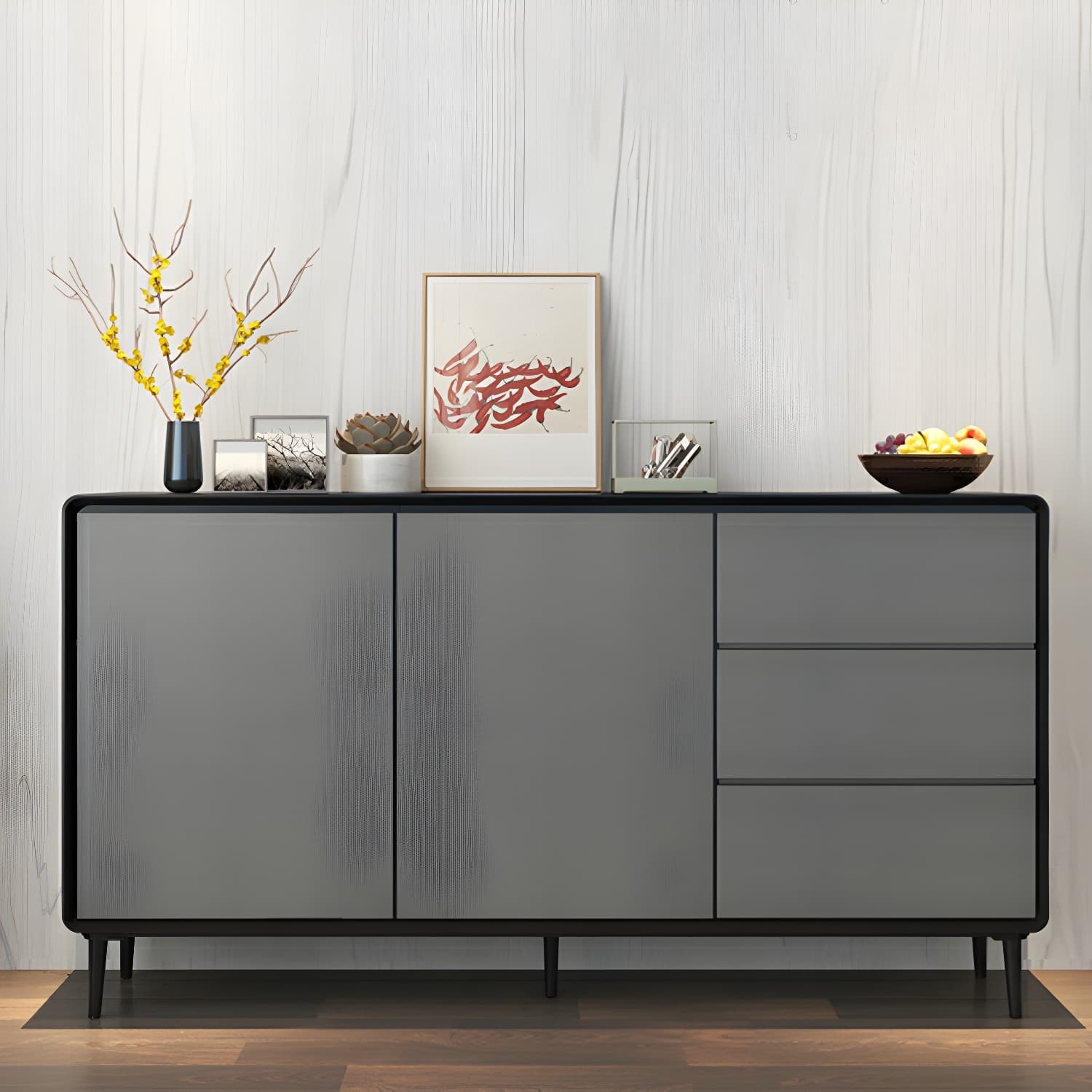 Modern Wood Buffet Sideboard Cabinet with 2 Doors and 3 Drawers - image 12