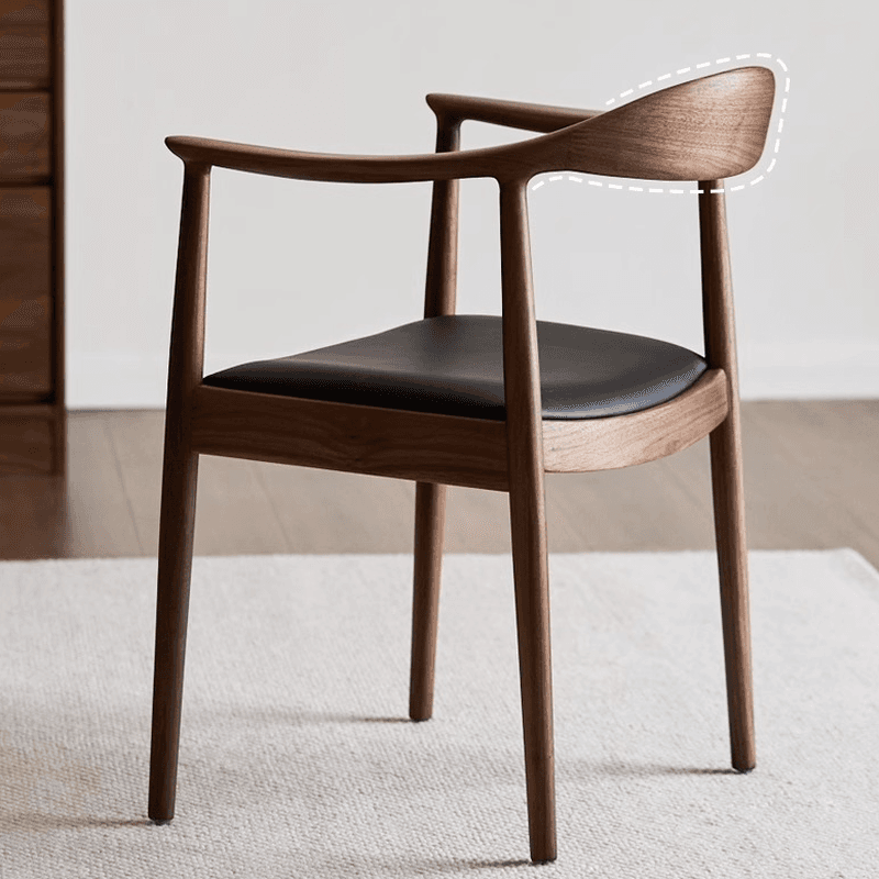 Scandinavian Timber Outlined Leatherette/Linen Firm Arm Chair with Exposed Back and Armrest - image 9