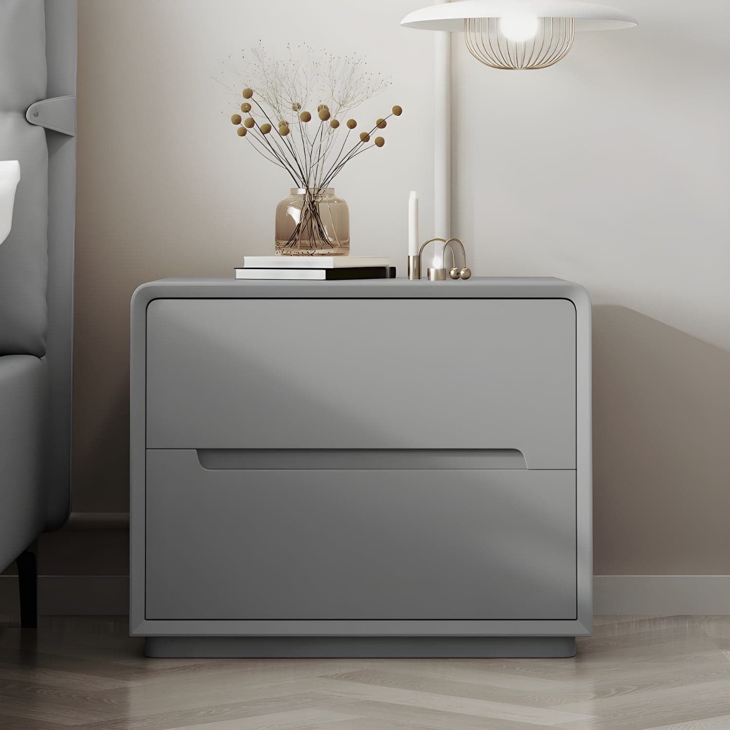 Modern Wood Drawer Nightstand for Small Spaces with 2 Drawers in Narrow Design - image 7