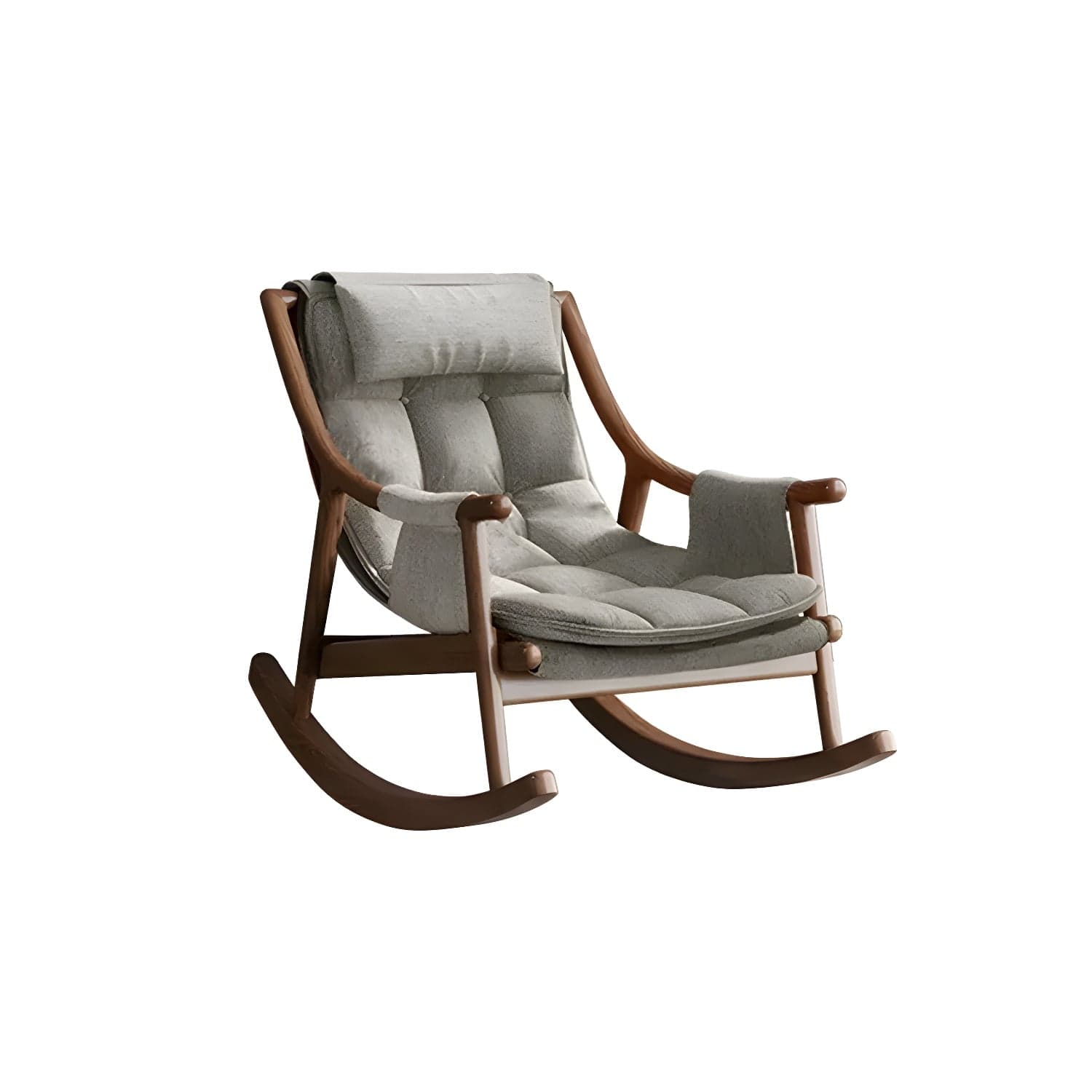 Mid-Century Modern Rocking Accent Chair in Solid Wood with Tufted Cushions - image 4