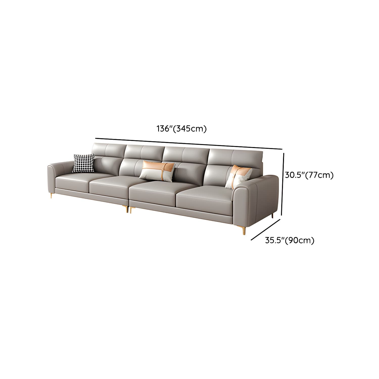 Modern Gray Faux Leather Sectional Sofa with Pillow Top Arms and Wood Frame - image 17