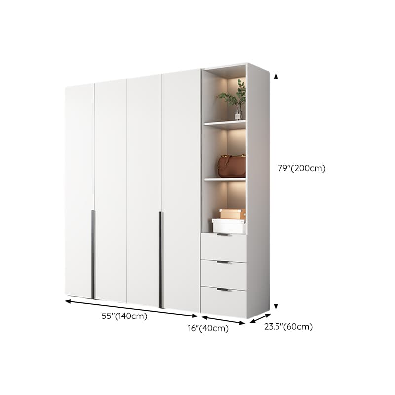 White Wood Wardrobe Armoire with Hinged Doors and Shelves Included - image 24
