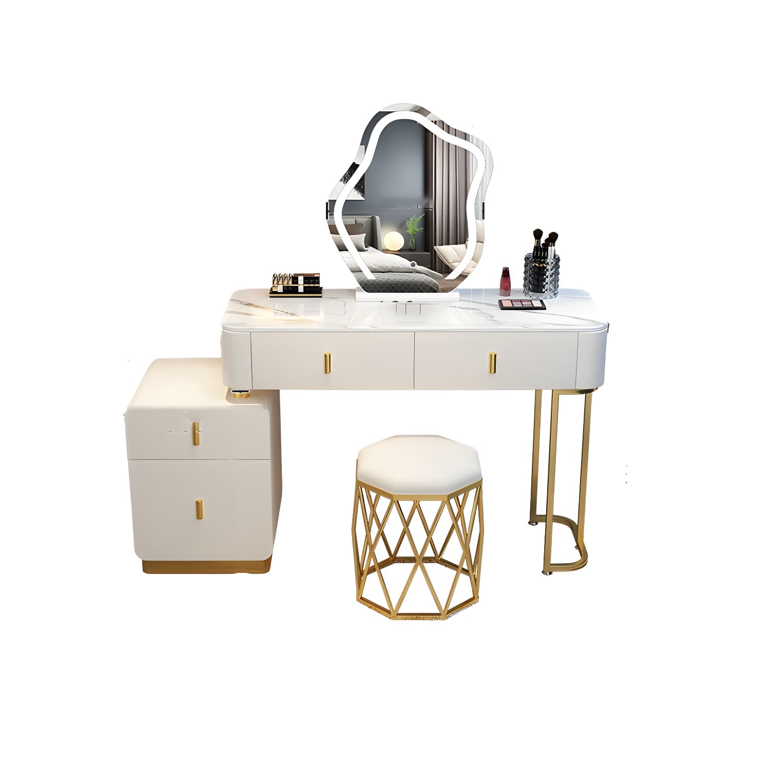 Glam Stone Makeup Counter Bedroom Vanity Dressing Table with Drawer - image 23