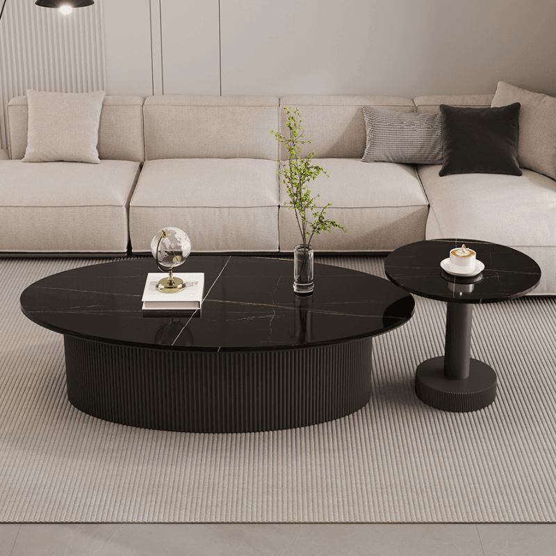 Single Stone Oblong Accent Table with 1 Tier Plinth Base for Foyer - image 4