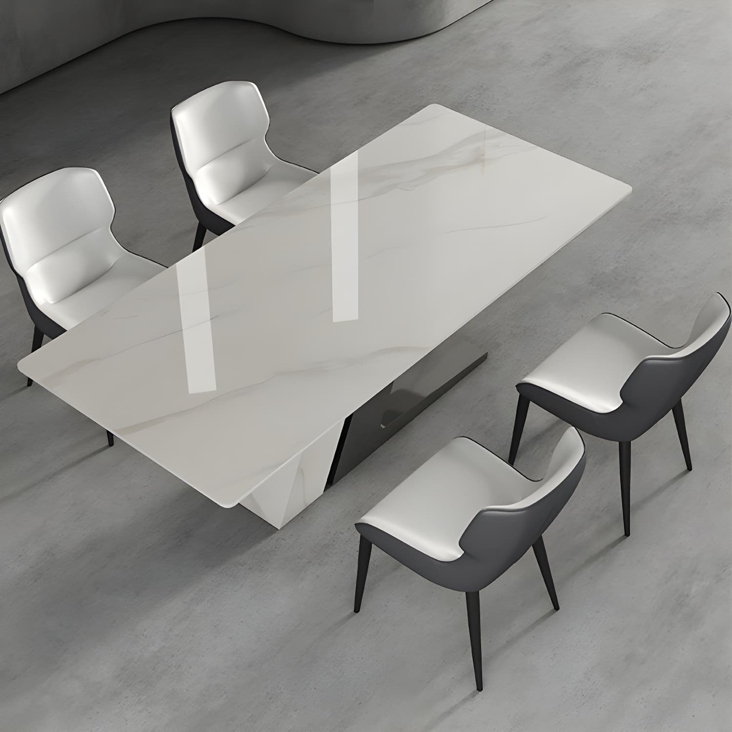 Modern White Stone Top Dinette Table Set 1/4/5/7 Pieces Dining Set with Padded Chairs - image 11