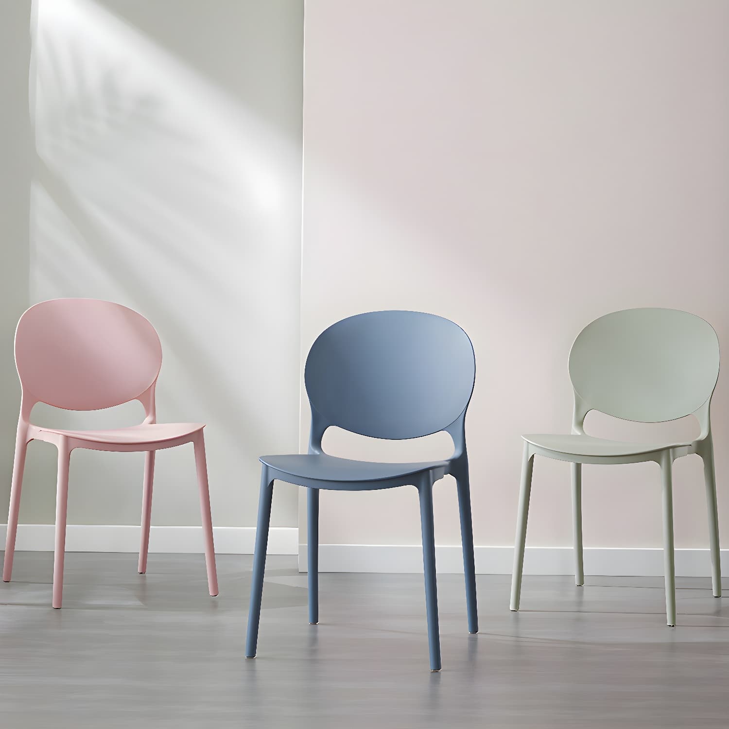 Scandinavian Armless Dining Chairs Stackable Plastic Open Back Side Chair - image 21