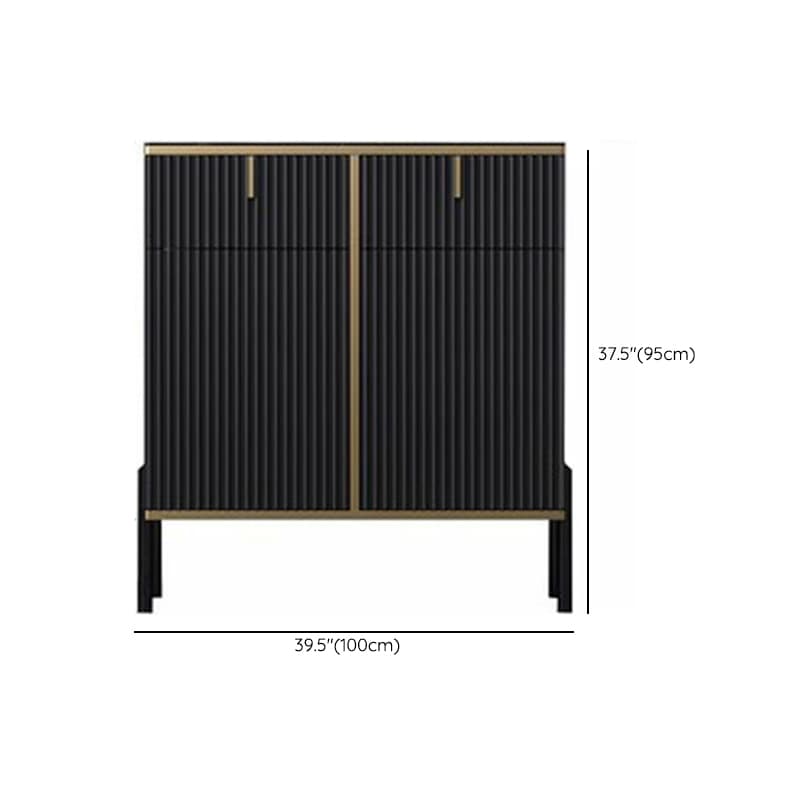 Black Floor Freestanding Sideboard in Wood with Glass Countertop and Kitchen Appliance Storage for Living Room in a Trendy Style - image 10