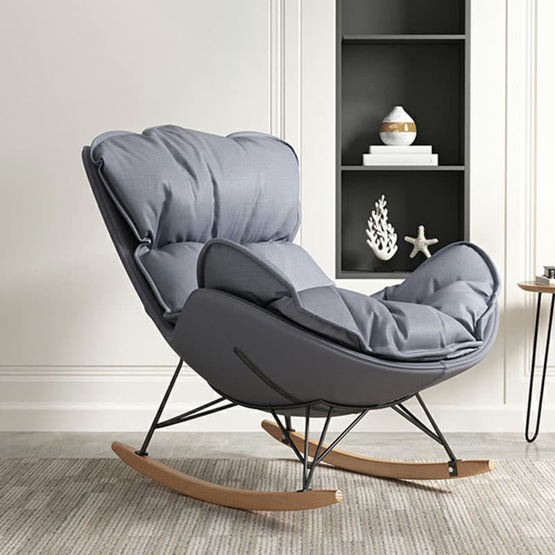 Stylish and Modern Upholstered Rocking Chair with Natural Wood Legs