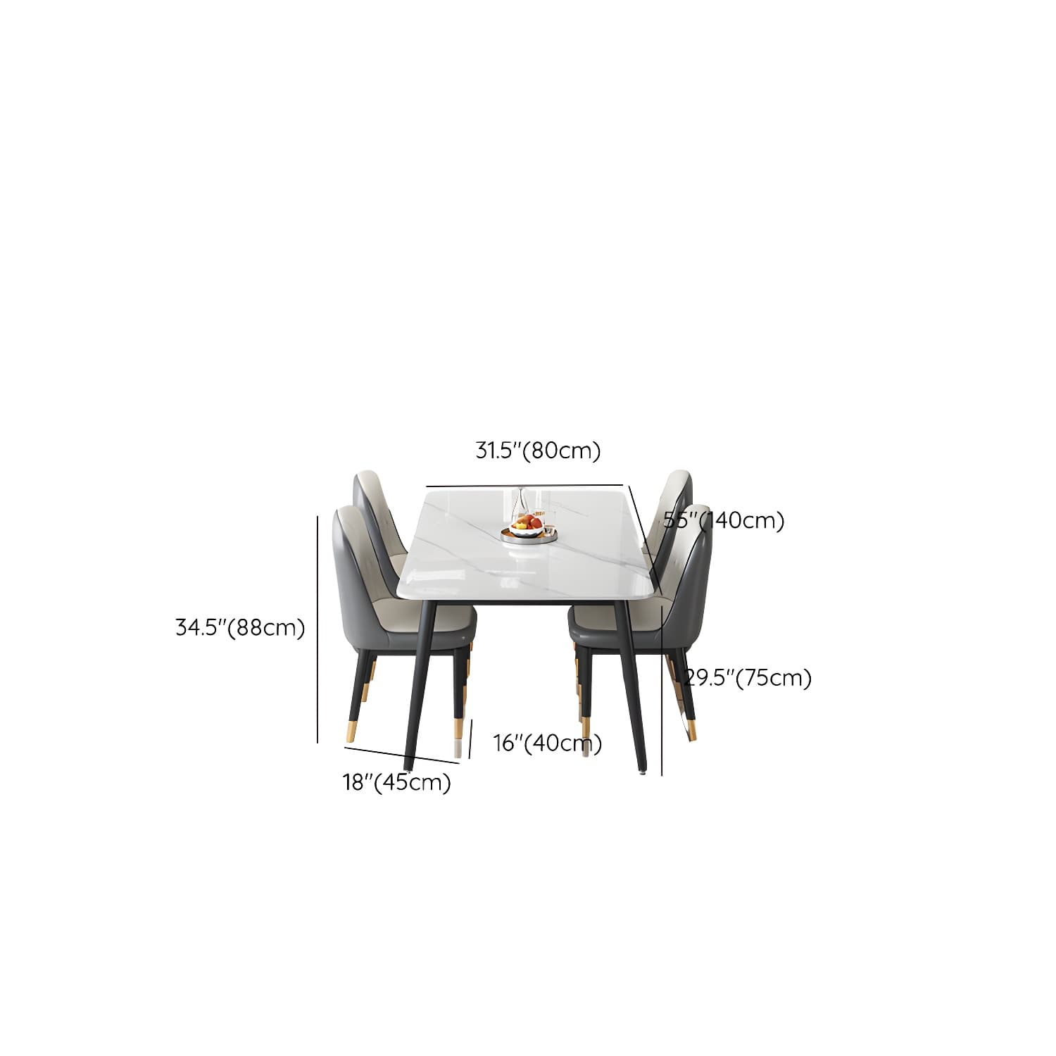 Rectangular White Stone Top Dining Set with Upholstered Chairs - image 8