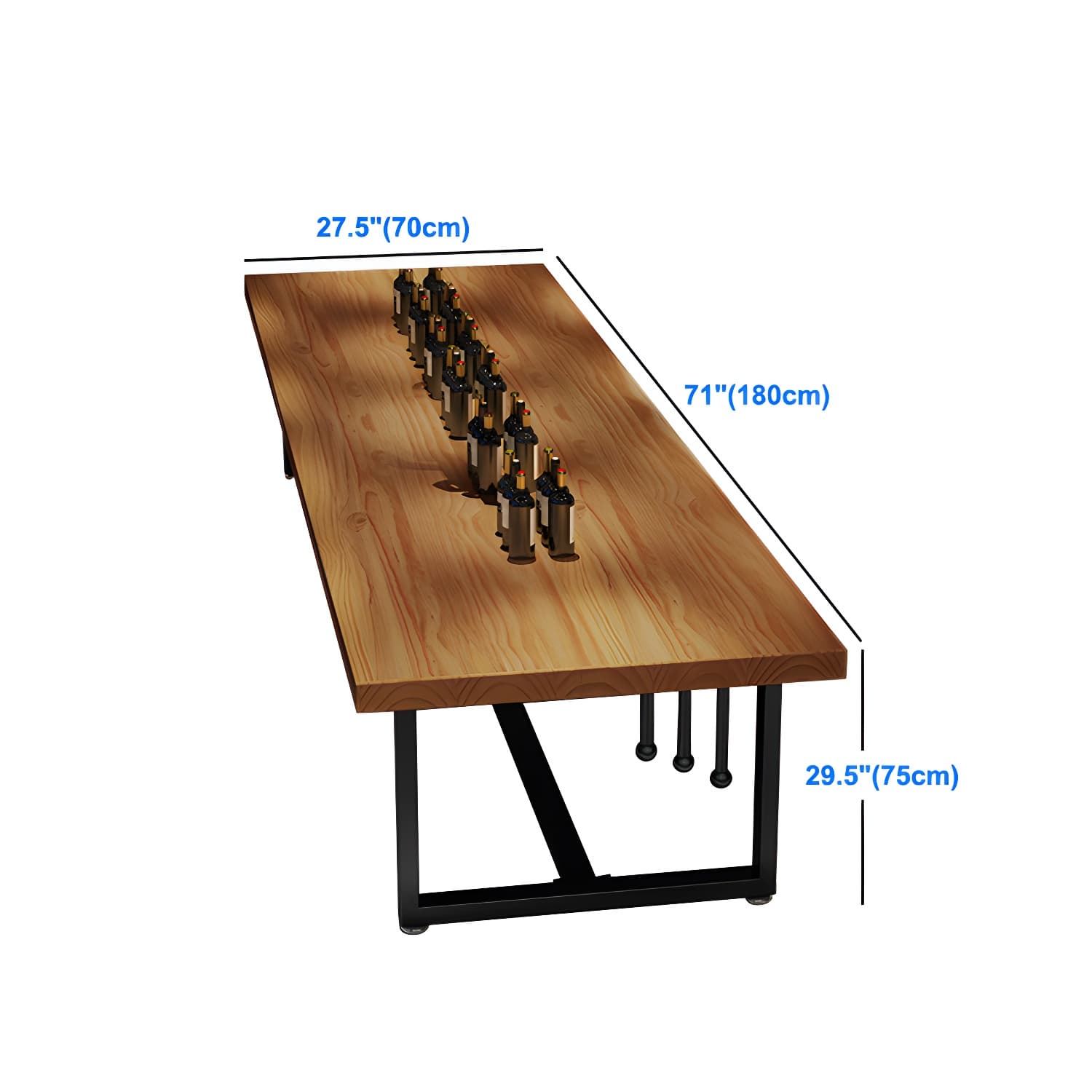 Pine Solid Wood Dining Table Rectangle Dining Table with Trestle Base - image 19