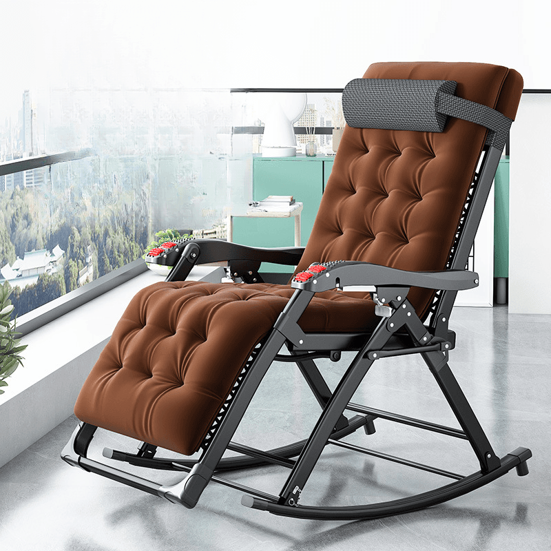 Black/Walnut/Eggplant Color Contemporary Alloy Rocking Armchair with Track Arm - image 3