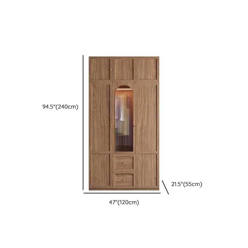 Minimalist Timber Sepia Cabinet Armoire with Interior Shelves & Clothing Rack & Soft Close Drawer & Soft Close Door - image 36