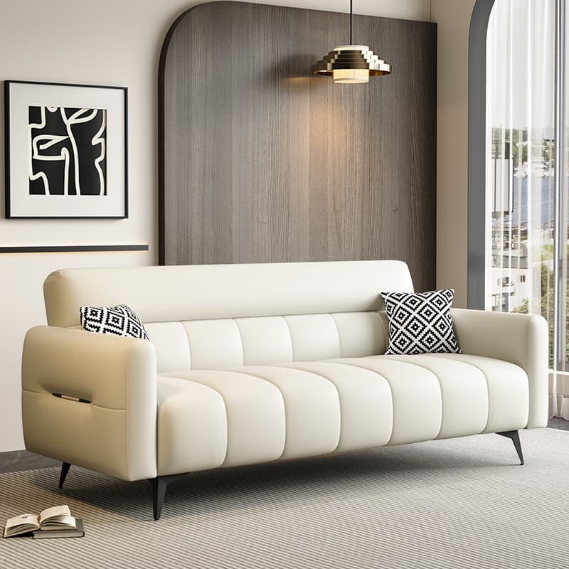 Trendy Solid Color Scratch-immune Convertible Sofa in Grey/Cerulean/Light Green with Arm, Seats 3/4-seater/2 People, and 2 Pillows - image 6