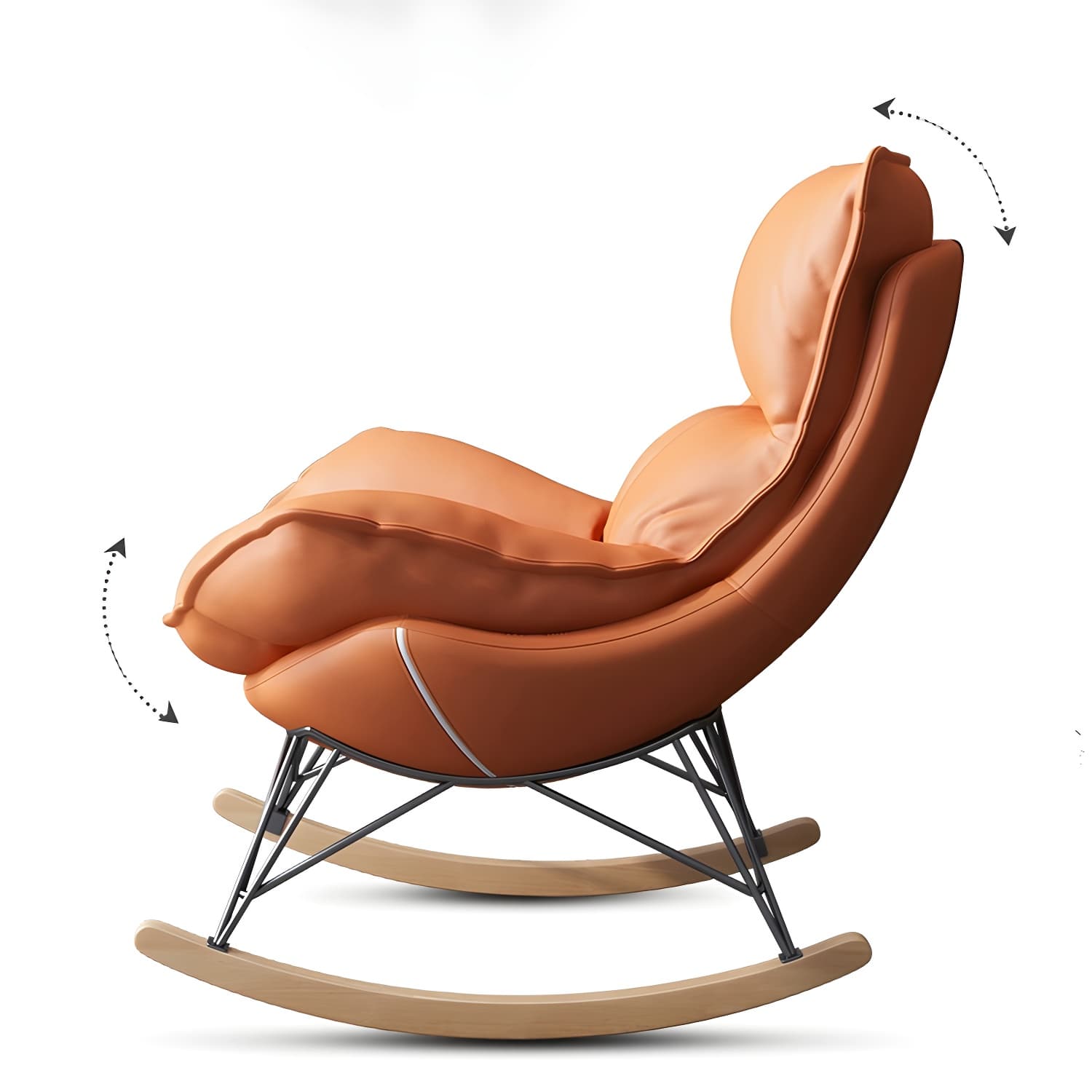 Modern Upholstered Rocker Chair Metal Frame Dirt Resistant Spindle Rocker Chair - image 21