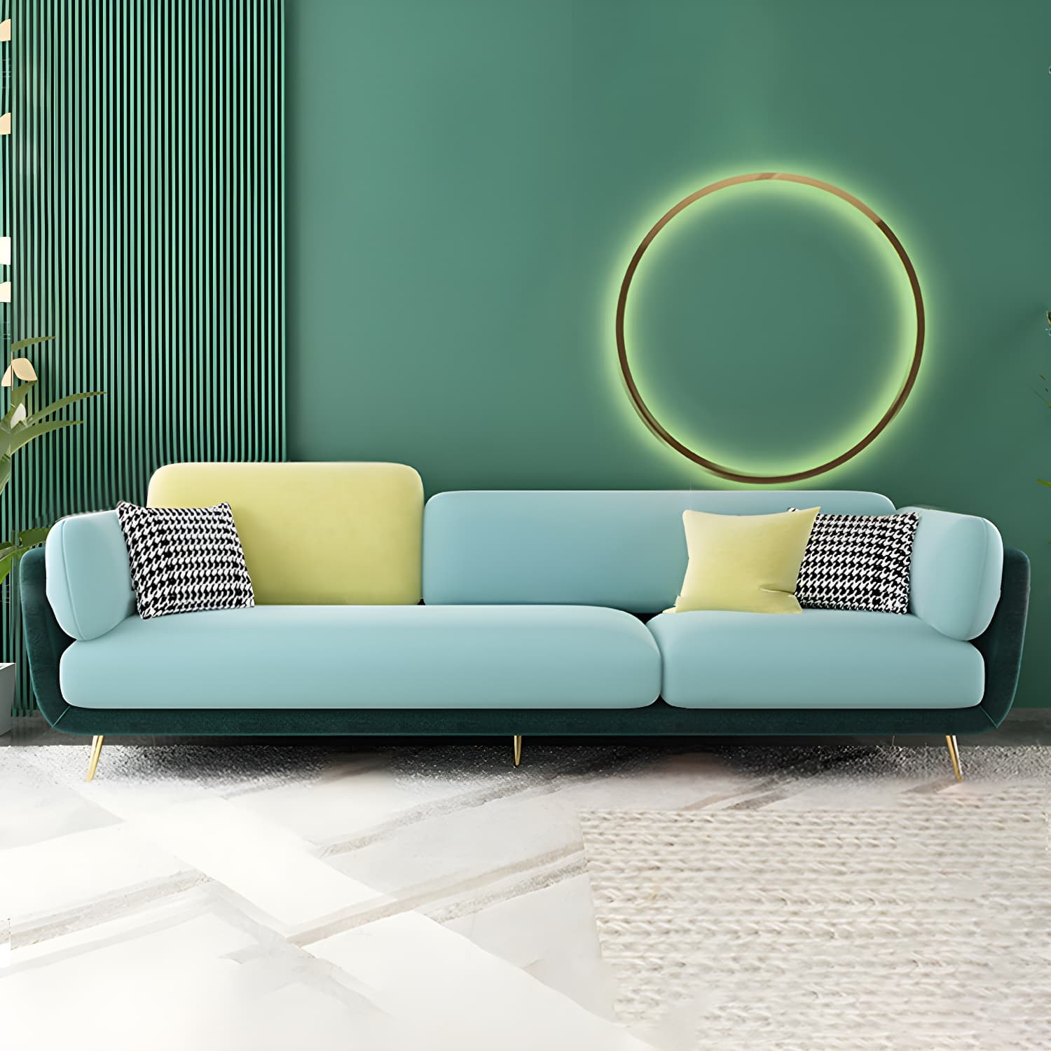 36" High Modern Velvet Square Arm Sofa with 2 Pillows Standard Sofa for Living Room - image 15