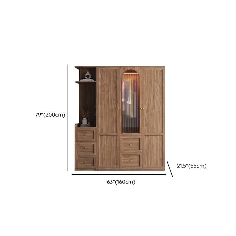 Minimalist Timber Sepia Cabinet Armoire with Interior Shelves & Clothing Rack & Soft Close Drawer & Soft Close Door - image 41