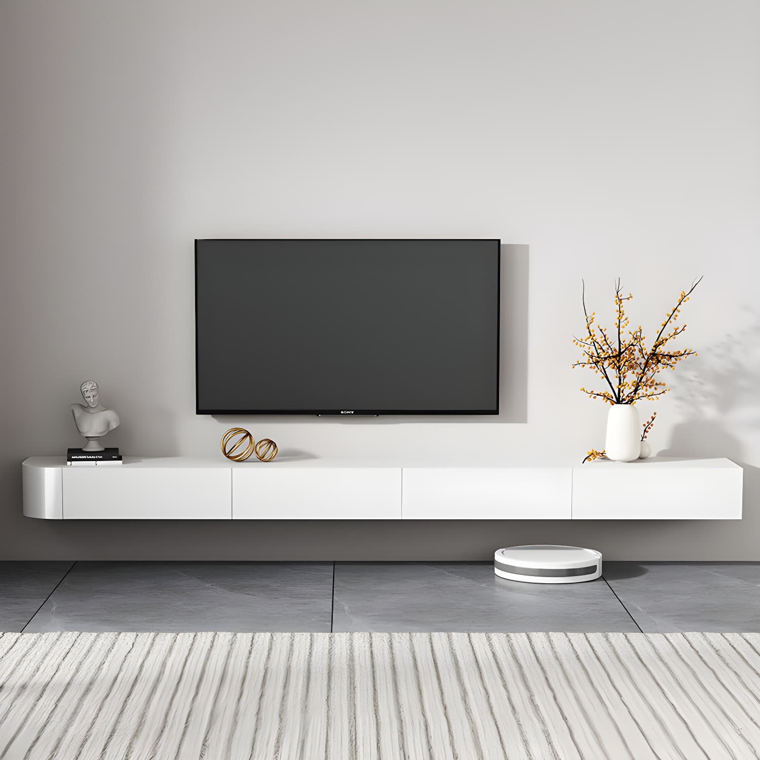 Floating Mount TV Stand Modern TV Stand Console with Drawers - image 3