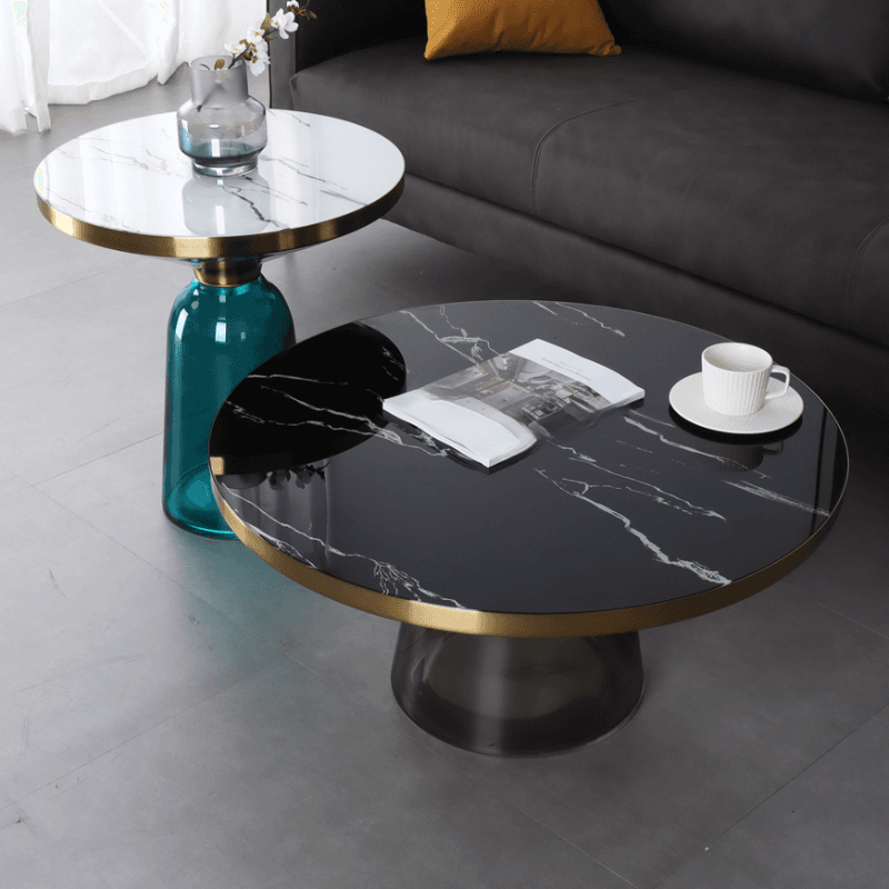 Simplistic Single Side Table with Hardened Glass and Plinth Base, Rounded Top - image 7