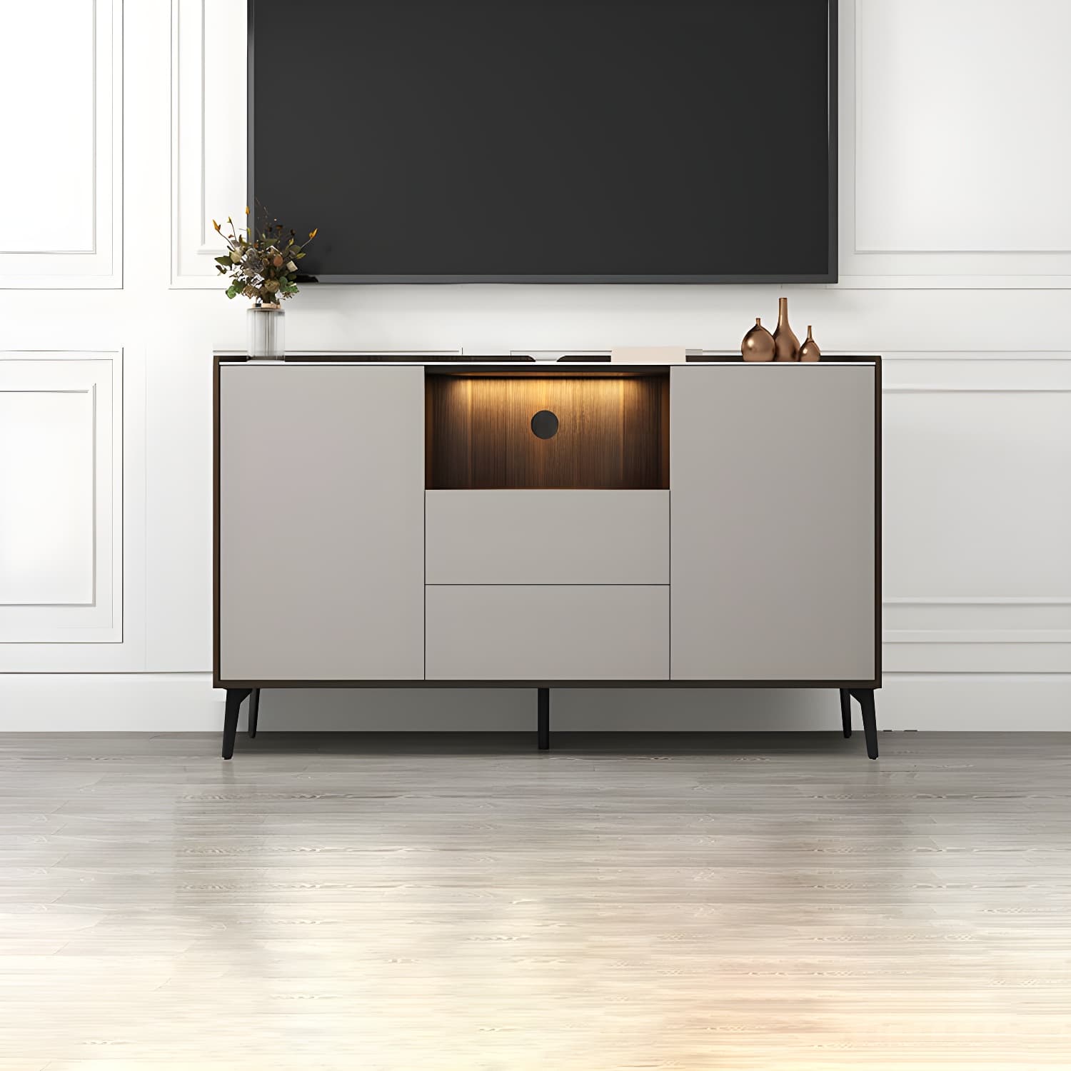 Contemporary Style Stone TV Stand 2 Doors and 2 Drawers TV Cabinet - image 13