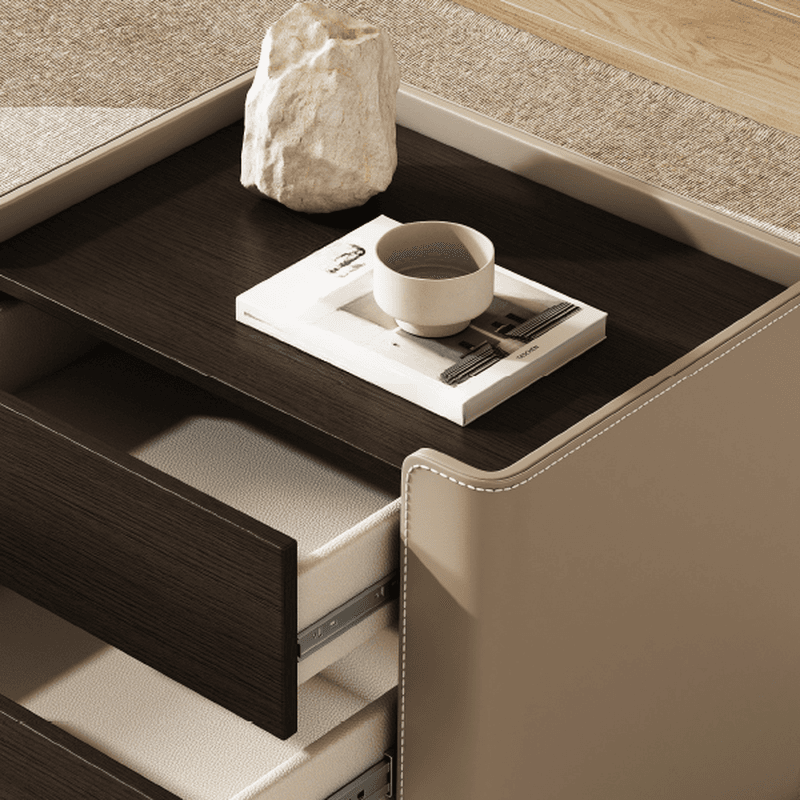 Simplistic Drawer Storage Nightstand with 2 Drawers, Wood Countertop, and Leg - image 13