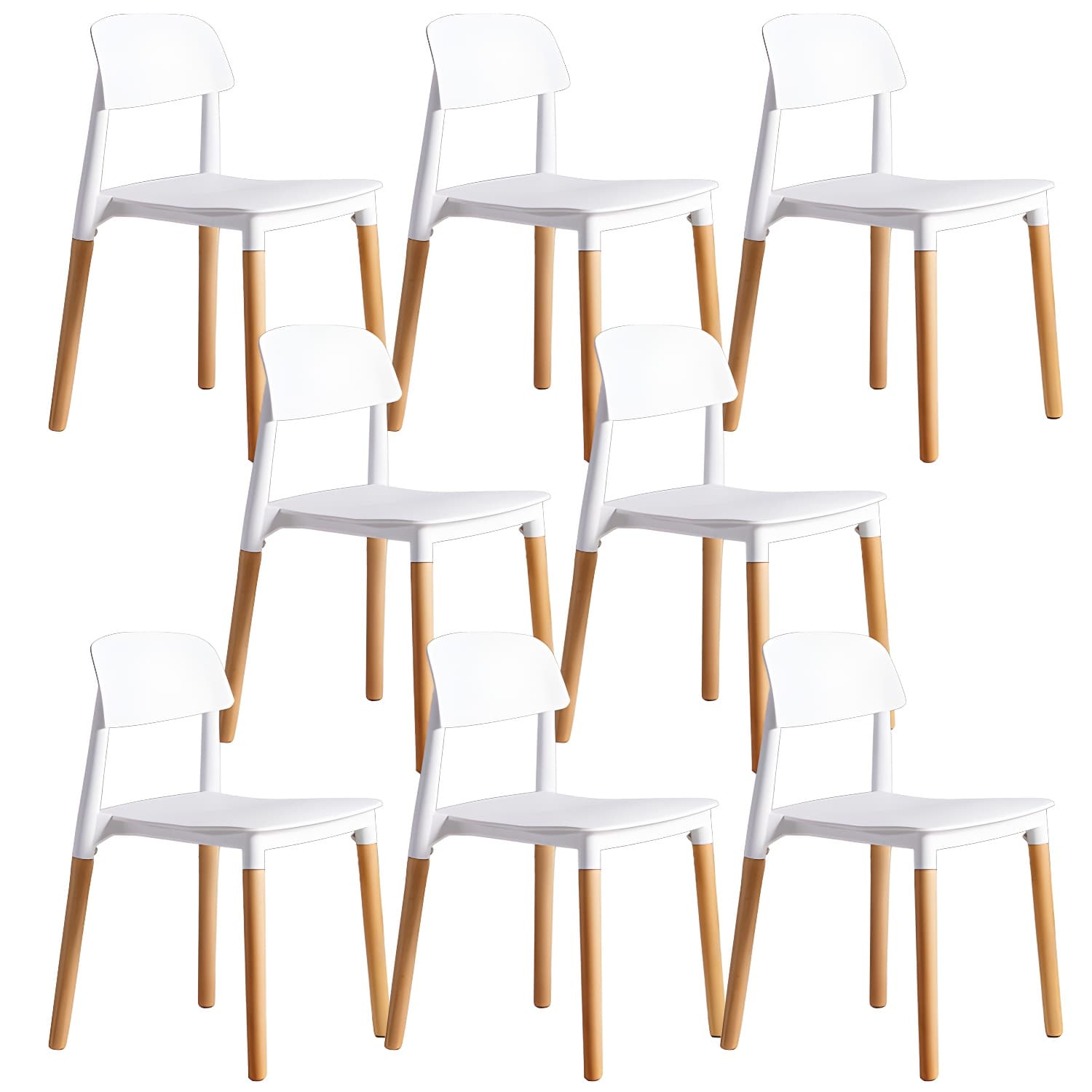 Scandinavian Home Side Chair Open Back Wood Legs Dining Room Chair Set - image 9