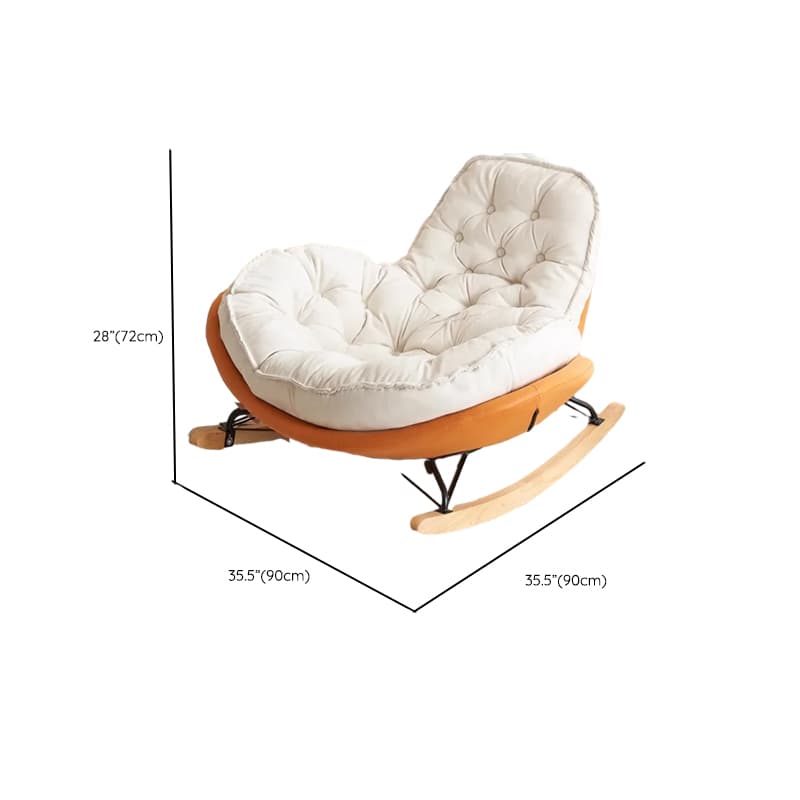 Modish Rocking Couch Chair with Spindle Back, Flannel Upholstery, Padded Design, Rear Support, and Stationary Base - image 16
