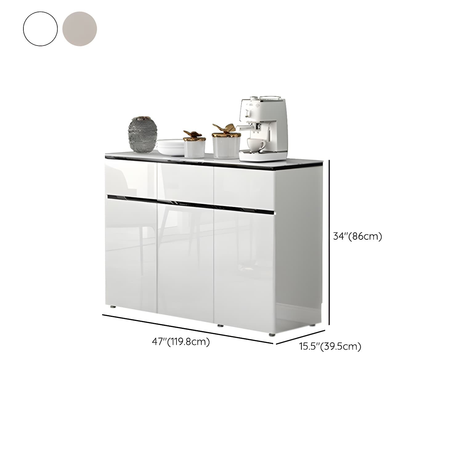 Contemporary Glass Top Sideboard Cabinet with Drawer for Living Room - image 18