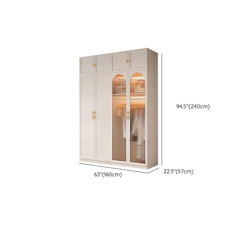 Simple Beige Engineered Wood Freestanding Armoire Cabinet with Soft Close Door, Clothing Rod & Interior Shelves - image 25