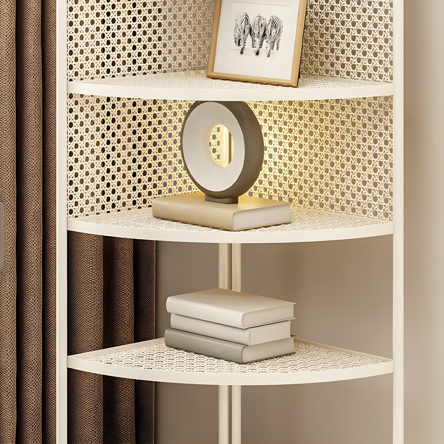 Corner Modern Accent Chest with Metal Countertop and Open Shelves, Water Resistant - image 11
