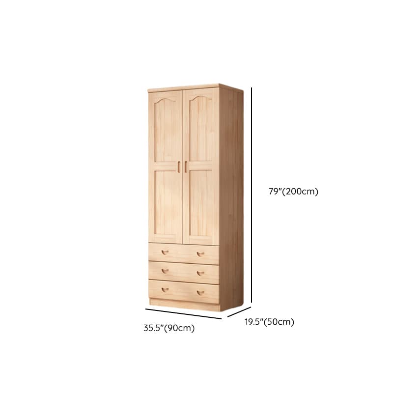 Modish Natural Color Reclaimed Wood Wardrobe Armoire with Soft Close Drawer, Soft Close Door - image 9