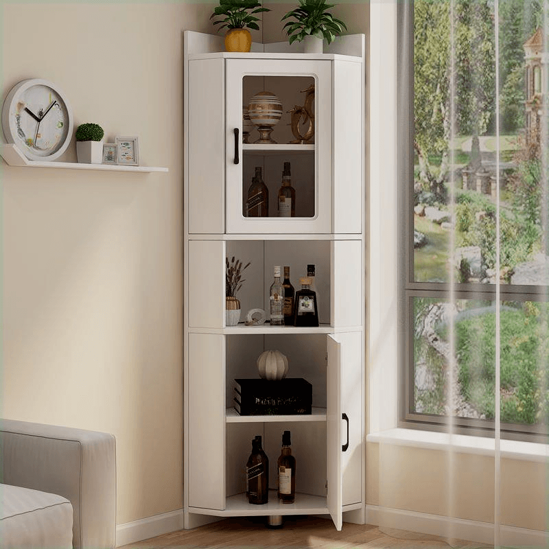 Gray/Wood Grain Unattached Accent Cabinet with Engineered Wood for Living Room - image 8