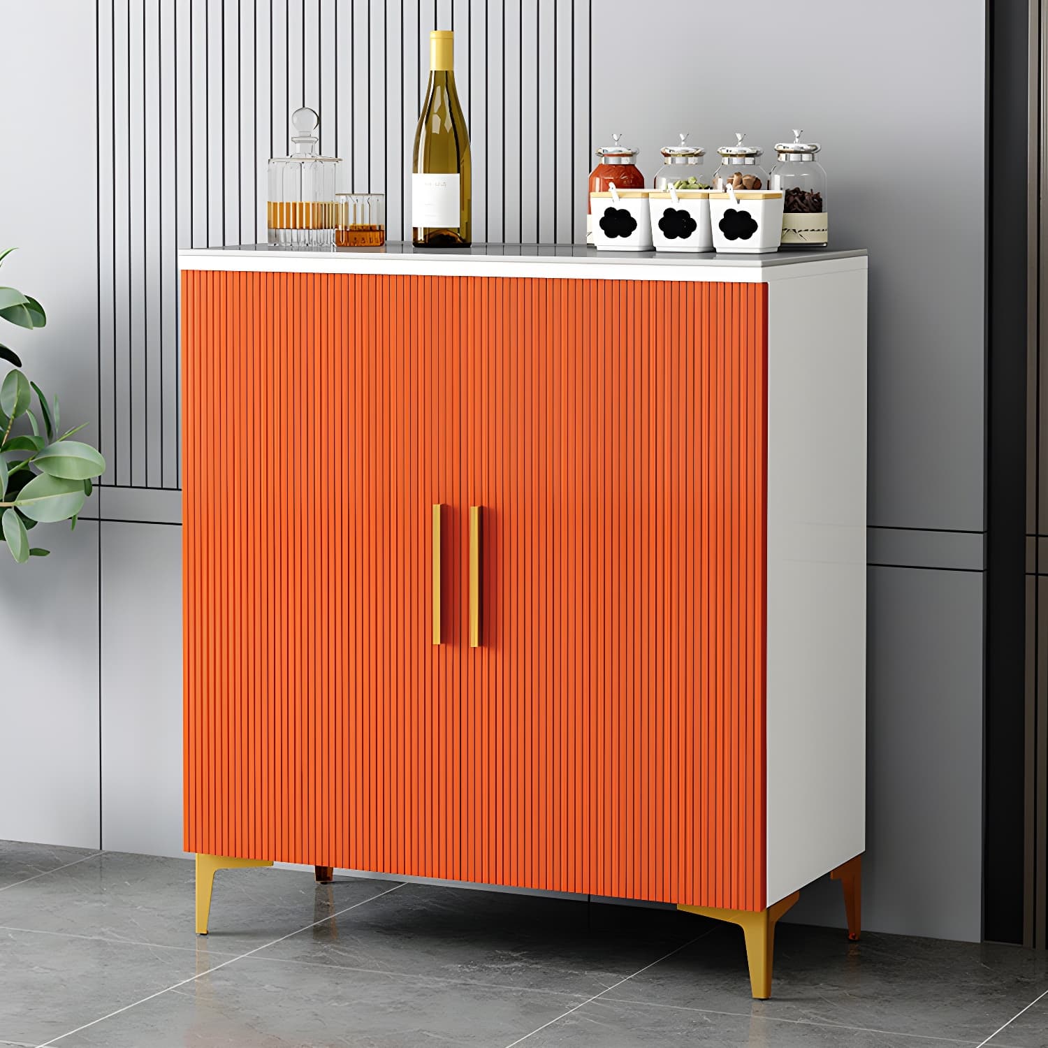 Wood Sideboard/Credenza 35 Inches Wide Glam Style, No Drawers, 2-Door Cabinet - image 6