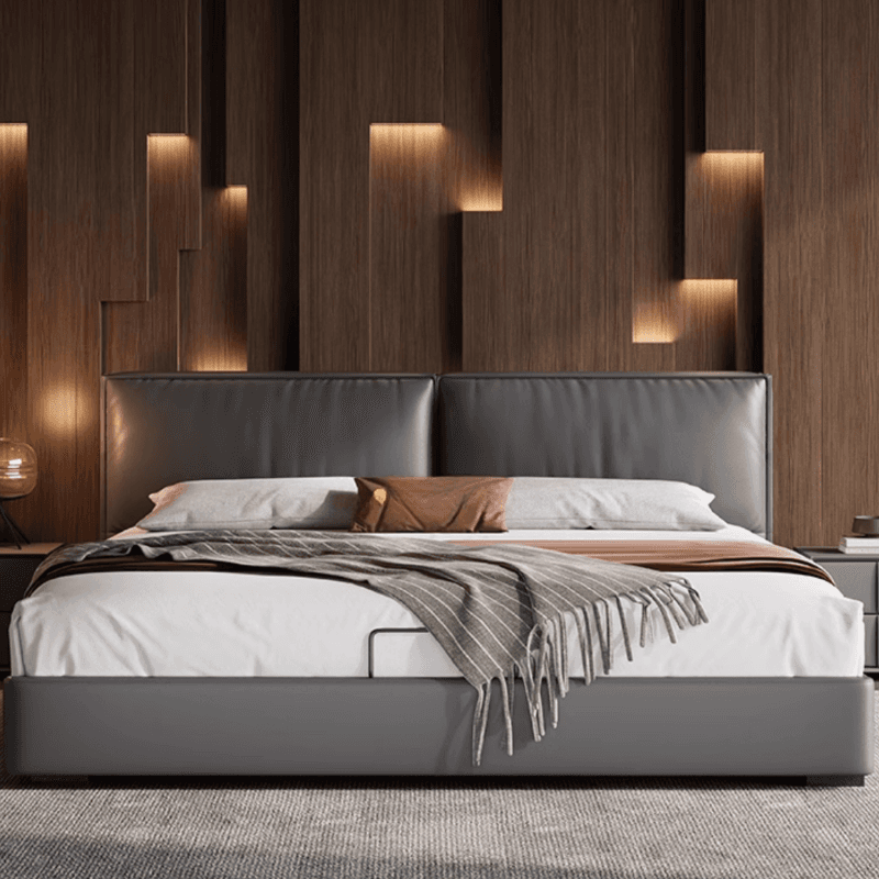 Light Gray Solid Color Storage Bed/Platform Bed with 3 Storage Boxes and Pine Wood Frame for Living Room