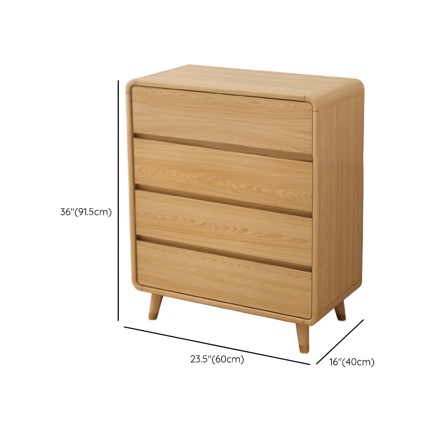 Modern Solid Wood Dresser with Narrow Profile and Drawers in Natural Finish - image 26