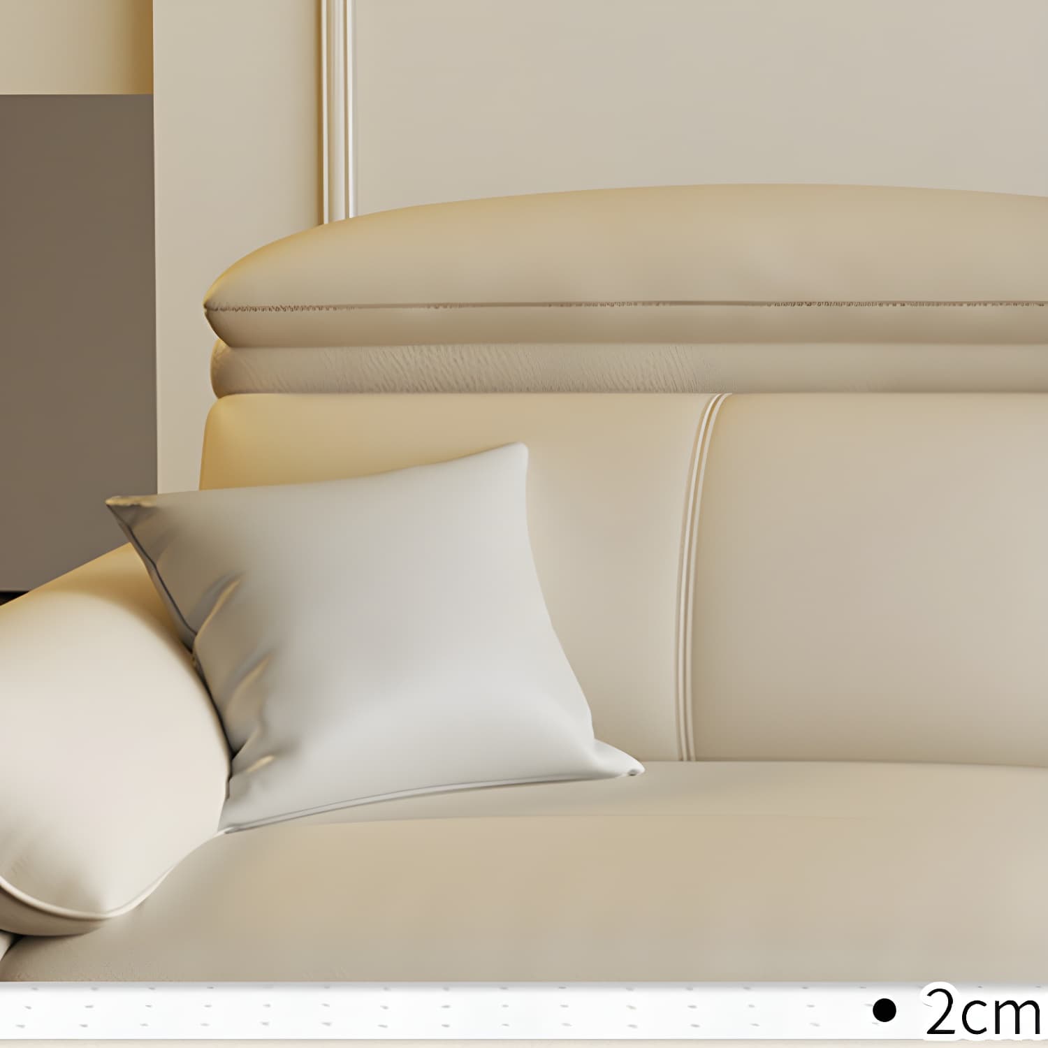 Modern Beige Genuine Leather Sectional Sofa with Adjustable Headrest - image 4