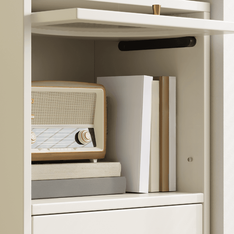 Chalk Contemporary Raw Wood Combo Dresser for Sleeping Quarters with 4 Drawers/3 Drawers Hutch Vertical - image 3