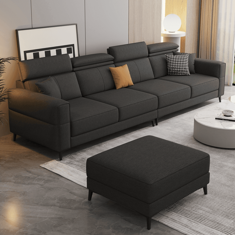 3 Pc Contemporary Modern L-Shape Sofa Chaise in Grey/Cream with Square Arm & Cushion Back - image 15