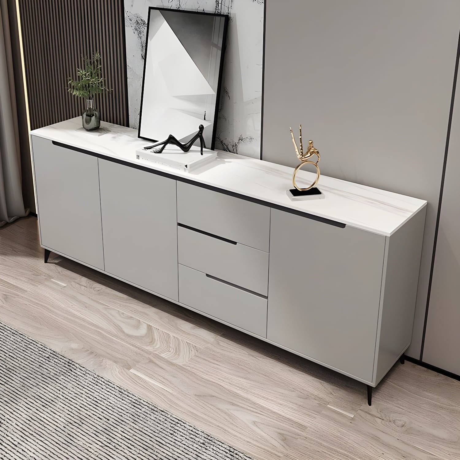 Modern Wood Sideboard with 3 Drawers and 3 Doors - Overall Dimensions 40cm W x 85cm H - image 4