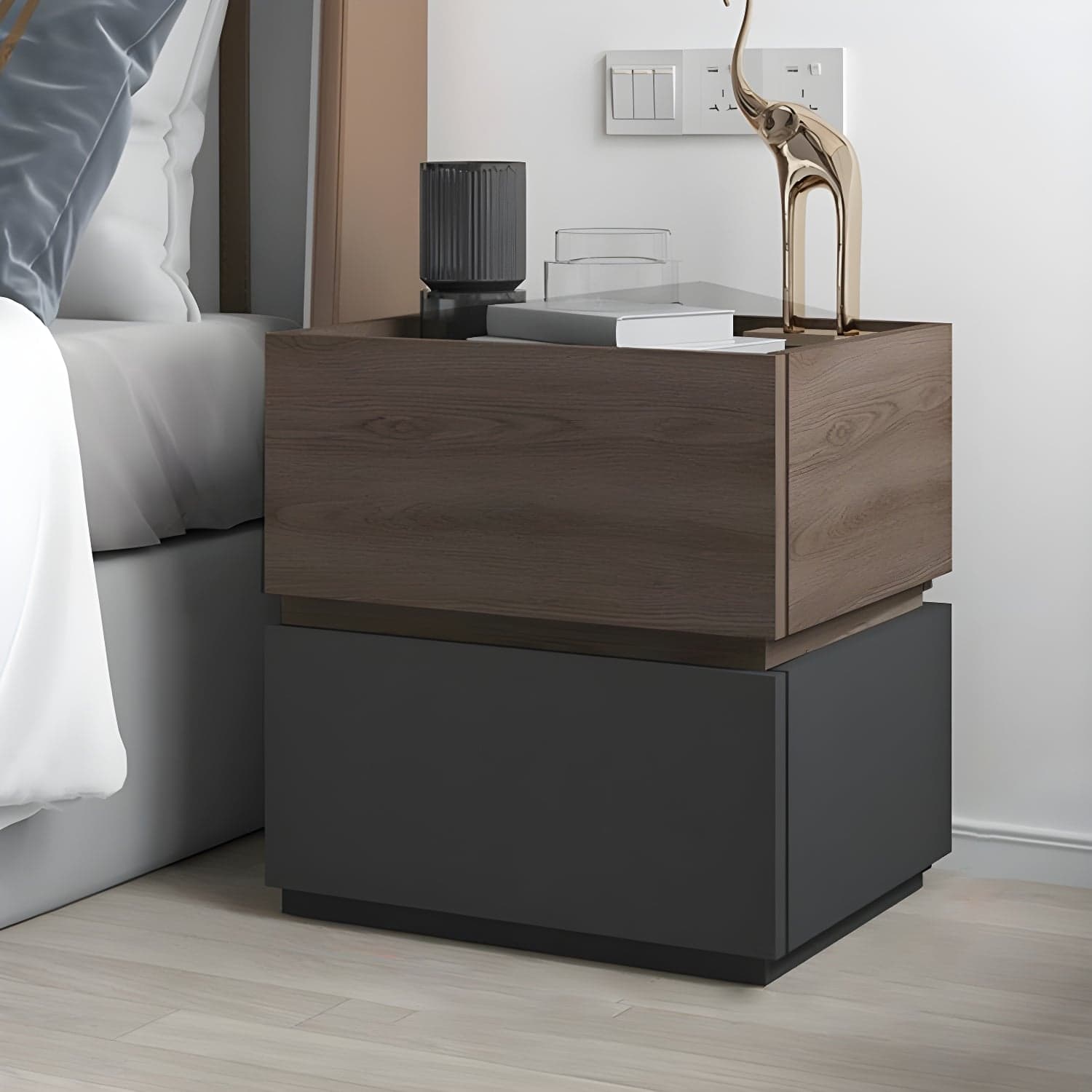 19.1" Tall 2 - Drawer Nightstand Wooden Accent Table Nightstand for Bedroom - image 7