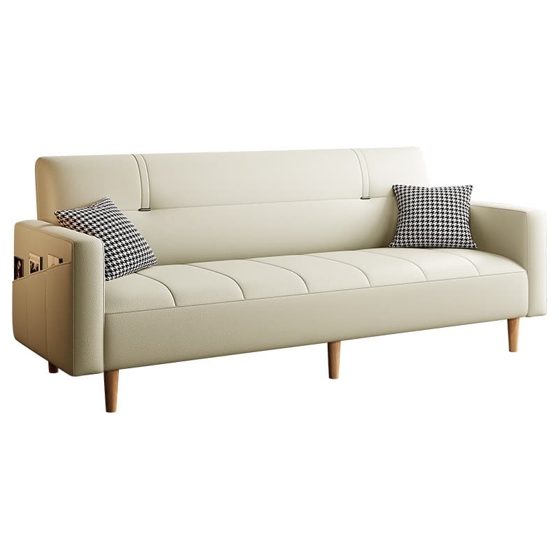 Trendy Solid Color Scratch-immune Convertible Sofa in Grey/Beige/Ecru with Arm, 4-seater/2 People/Seats 3, and 2 Pillows - image 10