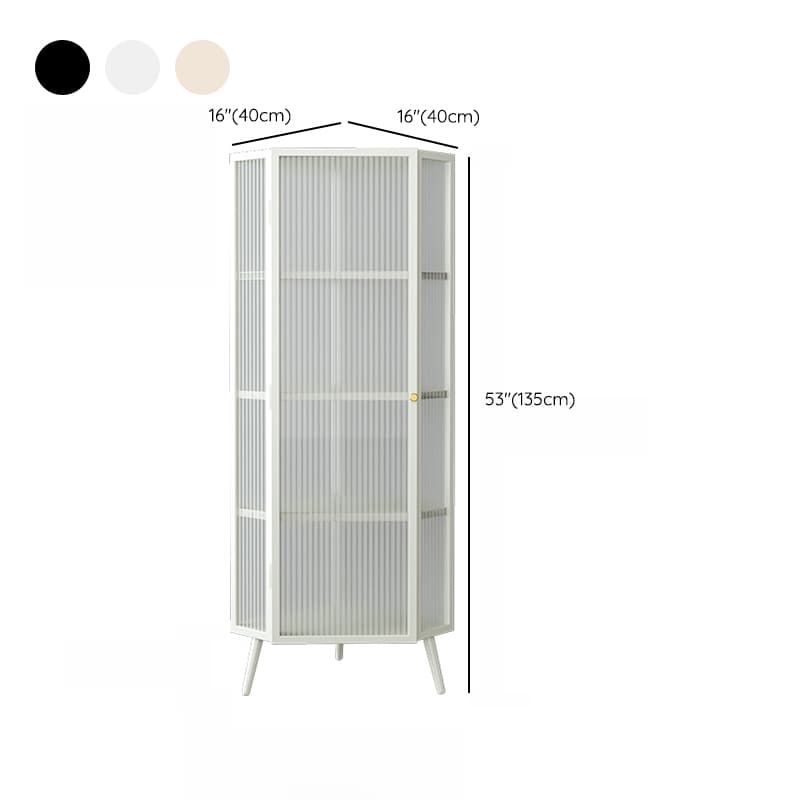 Contemporary Corner Utility Cabinet with 1 Cabinet, Iron Countertop, Glass Door, Pull Knobs, and Black/White/Off White Top - image 12