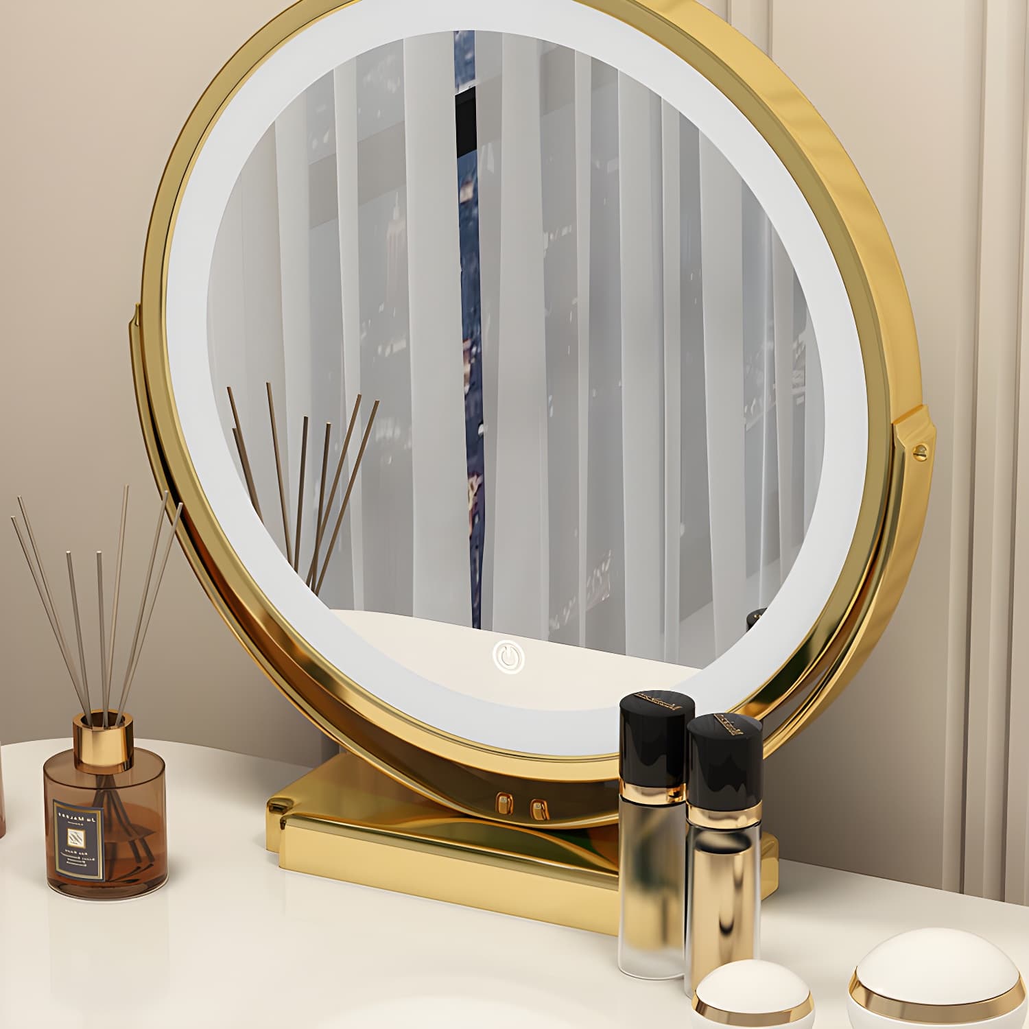 Lighted Mirror Makeup Vanity Storage Box Vanity Dressing Table - image 10
