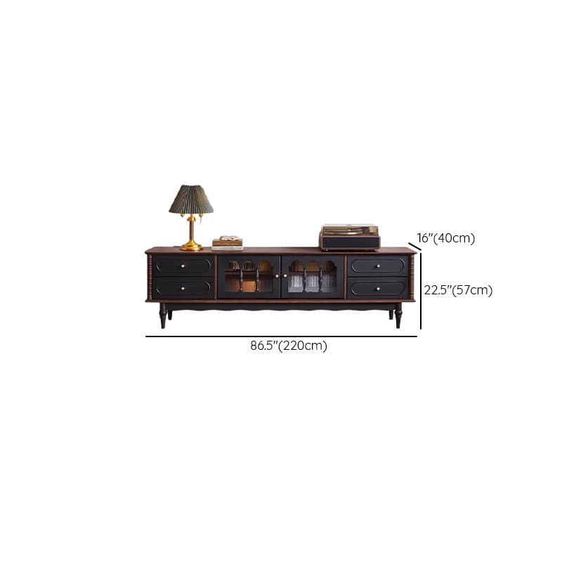 Pecan Art Deco Natural Wood TV Stand with 4 Drawers, Locker, Cable Management, and Adjustable Shelving - image 10