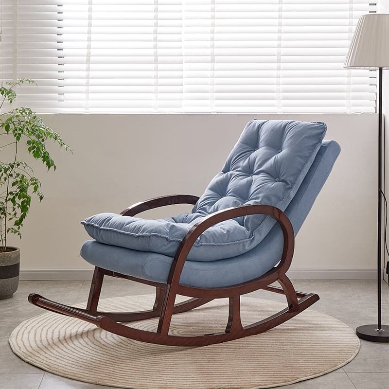 Grey/Blush/Light Green Modish Upholstered Rocking Accent Chair with Round Arm - image 9