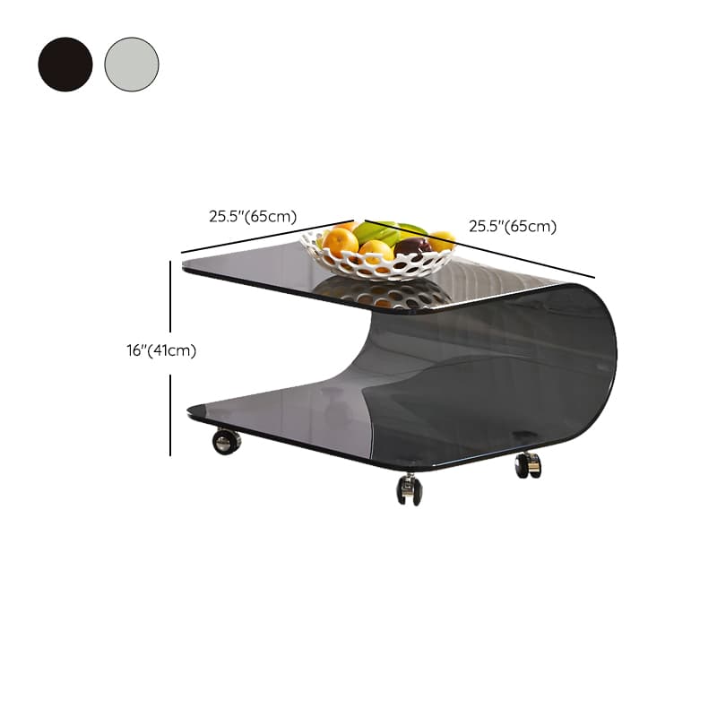 Transparent Wheel coffee table with Roller Wheels, Locker, 1 Shelf/2-Tier and Square/Square for Indoor Use - image 13