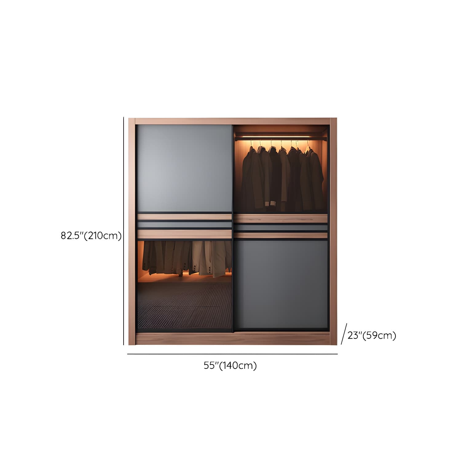 Brown Engineered Wood Wardrobe Armoire Modern Wardrobe Closet - image 17